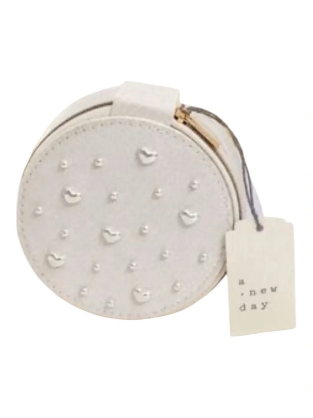 A New Day Round Pearl and Heart Travel Jewelry Organizer
